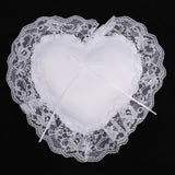 Maxbell Bridal Wedding Ceremony Party Love Heart White Satin Wide Lace Edge Ribbon Ring Bearer Pillow Cushion Gift