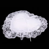 Maxbell Bridal Wedding Ceremony Party Love Heart White Satin Wide Lace Edge Ribbon Ring Bearer Pillow Cushion Gift