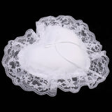 Maxbell Bridal Wedding Ceremony Party Love Heart White Satin Wide Lace Edge Ribbon Ring Bearer Pillow Cushion Gift