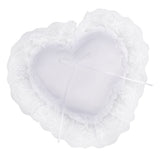 Maxbell Bridal Wedding Ceremony Party Love Heart White Satin Wide Lace Edge Ribbon Ring Bearer Pillow Cushion Gift