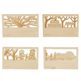 Maxbell Creative Wooden Postcard Greeting Card Craft DIY Gift Card with a Cat chasing duck