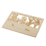 Maxbell Creative Wooden Postcard Greeting Card Craft DIY Gift Card with a Cat chasing duck