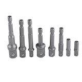 Maxbell 8Pieces Socket Adapter Set, 1/4'' 3/8'' 1/2'' Hex Square Nut Driver Power Drill Impact Socket Extension Bit Adapter Set