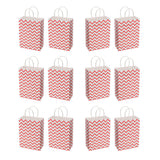Maxbell Durable Easy Carry Wave Pattern Design Paper Shopping Bags With Rope Handles Birthday Wedding Gift Bag Pack of 12PCS Red