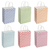 Maxbell Durable Easy Carry Wave Pattern Design Paper Shopping Bags With Rope Handles Birthday Wedding Gift Bag Pack of 12PCS Red