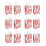 Maxbell Durable Easy Carry Wave Pattern Design Paper Shopping Bags With Rope Handles Birthday Wedding Gift Bag Pack of 12PCS Red