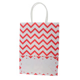 Maxbell Durable Easy Carry Wave Pattern Design Paper Shopping Bags With Rope Handles Birthday Wedding Gift Bag Pack of 12PCS Red