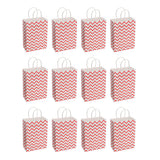 Maxbell Durable Easy Carry Wave Pattern Design Paper Shopping Bags With Rope Handles Birthday Wedding Gift Bag Pack of 12PCS Red
