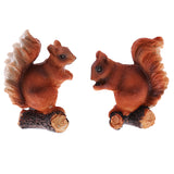 Maxbell 1 Pair Mini Resin Squirrel Sculpture Statues Animal Model for Home Table Garden Park Yard Lawn Art Craft Gift