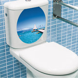 Maxbell Bathroom Toilet Seat Sticker Blue Sea Vinyl Decorative Sticker