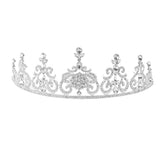 Maxbell Bridal Princess Rhinestone Tiara Wedding Crown Veil Hair Accessory Silver