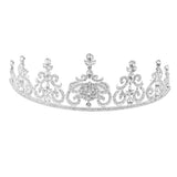 Maxbell Bridal Princess Rhinestone Tiara Wedding Crown Veil Hair Accessory Silver