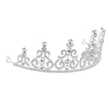 Maxbell Bridal Princess Rhinestone Tiara Wedding Crown Veil Hair Accessory Silver
