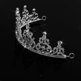 Maxbell Bridal Princess Rhinestone Tiara Wedding Crown Veil Hair Accessory Silver