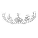 Maxbell Bridal Princess Rhinestone Tiara Wedding Crown Veil Hair Accessory Silver