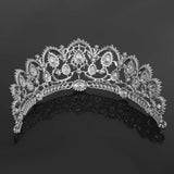 Maxbell Bridal Princess Crystal Tiara Crown Wedding Veil Headband Hair Accessory Silver