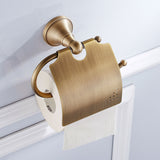 Maxbell Antique Wall Mounted Brass Toilet Paper Holder With Cover Roll Tissue Rack