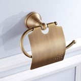 Maxbell Antique Wall Mounted Brass Toilet Paper Holder With Cover Roll Tissue Rack