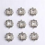 Maxbell 10 Pieces Square Flat Back Crystal Rhinestone Flat Back Embellishment DIY Buttons