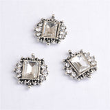 Maxbell 10 Pieces Square Flat Back Crystal Rhinestone Flat Back Embellishment DIY Buttons