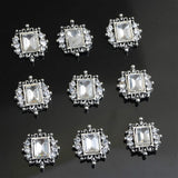 Maxbell 10 Pieces Square Flat Back Crystal Rhinestone Flat Back Embellishment DIY Buttons