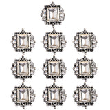 Maxbell 10 Pieces Square Flat Back Crystal Rhinestone Flat Back Embellishment DIY Buttons