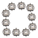 Maxbell 10 Pieces Square Flat Back Crystal Rhinestone Flat Back Embellishment DIY Buttons