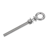 Maxbell Rustproof Durable Corrosion Resistant 316 Stainless Steel Long Lifting Eye Bolt With Nut And Washer M10 X 100mm Silver