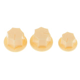 Maxbell 3 Pieces Plastic Guitar Bass Volume Tone Knob Button for Jazz Electric Bass Beige