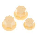 Maxbell 3 Pieces Plastic Guitar Bass Volume Tone Knob Button for Jazz Electric Bass Beige