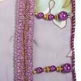 Maxbell Wine Red Flower Voile Window Curtain Panel Sheer Tulle Drape Beads Valance