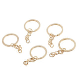 Maxbell 50 Pieces 20mm Split Rings Chains Connector Blank Key Rings 4 Link Chain Alloy Gold