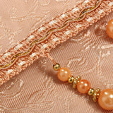 Maxbell 250*100cm Peony Beads Voile Curtain Living Room Window Tulle Sheer Curtain