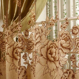 Maxbell 250*100cm Peony Beads Voile Curtain Living Room Window Tulle Sheer Curtain