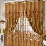 Maxbell 250*100cm Peony Beads Voile Curtain Living Room Window Tulle Sheer Curtain