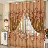 Maxbell 250*100cm Peony Beads Voile Curtain Living Room Window Tulle Sheer Curtain