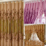 Maxbell 250*100cm Peony Beads Voile Curtain Living Room Window Tulle Sheer Curtain