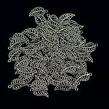 Maxbell 100x Tibetan Silver Filigree Hollow Leaf Charms Pendants Jewelry DIY Making