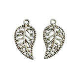 Maxbell 100x Tibetan Silver Filigree Hollow Leaf Charms Pendants Jewelry DIY Making