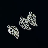 Maxbell 100x Tibetan Silver Filigree Hollow Leaf Charms Pendants Jewelry DIY Making