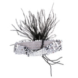 Maxbell Retro Shiny Sequin Feather Flower Headband Headpiece Party Fancy Dress