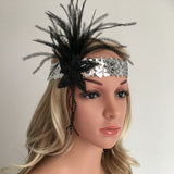 Maxbell Retro Shiny Sequin Feather Flower Headband Headpiece Party Fancy Dress