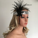 Maxbell Retro Shiny Sequin Feather Flower Headband Headpiece Party Fancy Dress