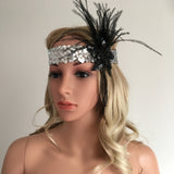 Maxbell Retro Shiny Sequin Feather Flower Headband Headpiece Party Fancy Dress