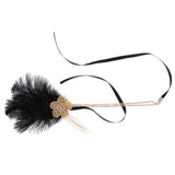 Maxbell Lady Flower Crystal Feather Hair Chain Tassel Headpiece Hair Jewelry Black