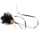 Maxbell Lady Flower Crystal Feather Hair Chain Tassel Headpiece Hair Jewelry Black