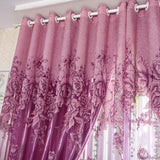 Maxbell 250*100cm Peony Beads Voile Curtain Living Room Window Tulle Curtain Purple
