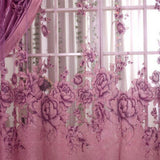 Maxbell 250*100cm Peony Beads Voile Curtain Living Room Window Tulle Curtain Purple