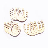 Maxbell Pack of 12pcs Blank Wooden Cut Horseshoes Shape with Love Heart Cutout Embellishments Craft DIY