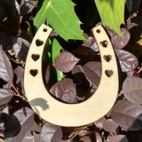 Maxbell Pack of 12pcs Blank Wooden Cut Horseshoes Shape with Love Heart Cutout Embellishments Craft DIY
